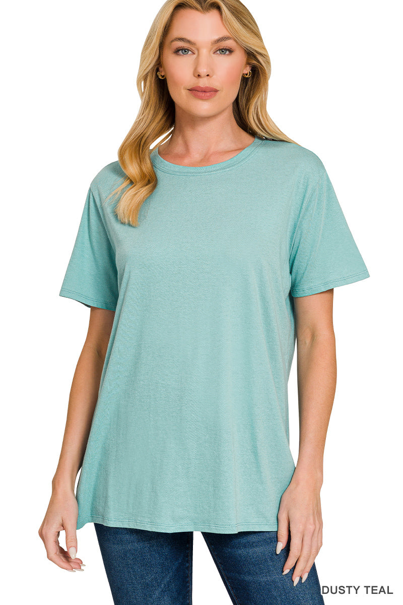 Boyfriend Cotton Tee – Dusty Teal
