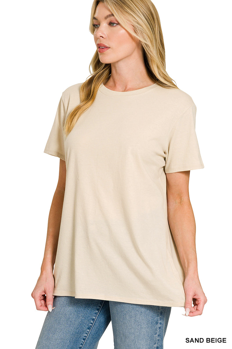 Boyfriend Cotton Tee – Sand Beige