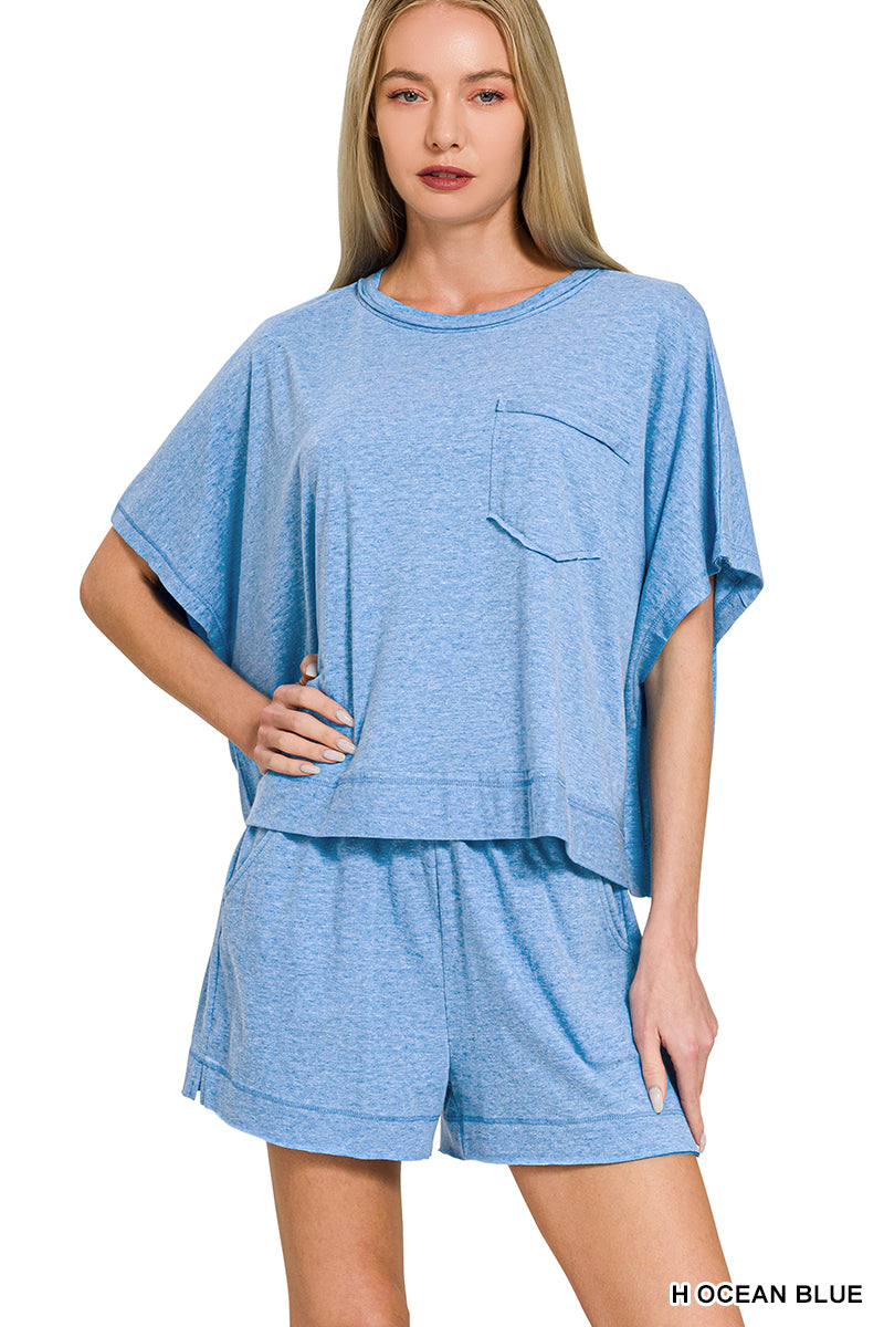 Exposed Seam Lounge Set – Ocean Blue