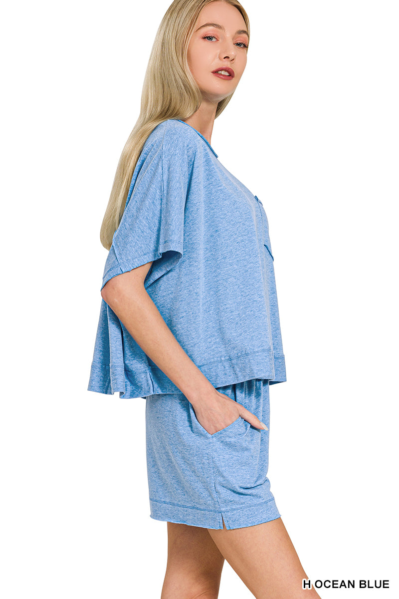 Exposed Seam Lounge Set – Ocean Blue