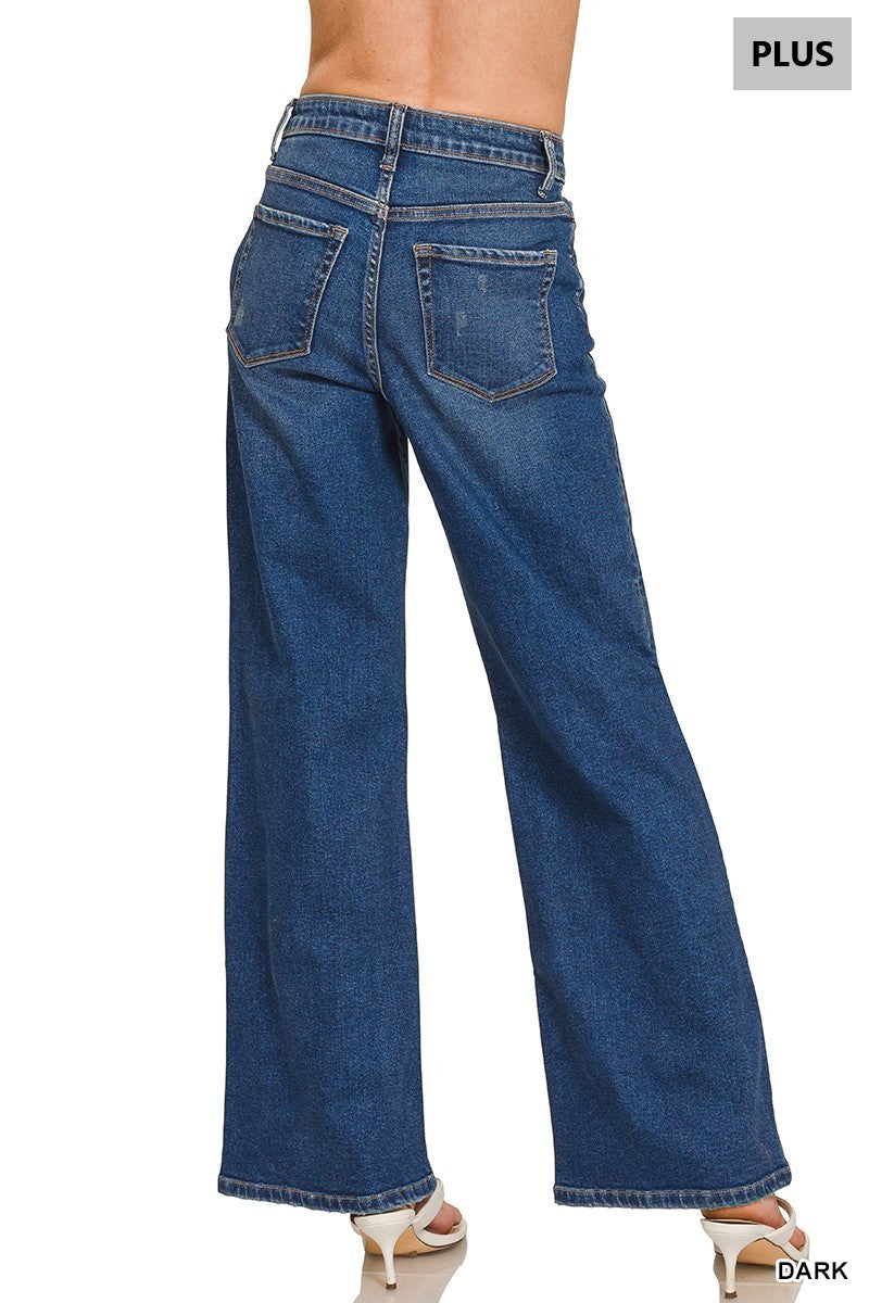 Plus Dark Wash Wide Leg Jean
