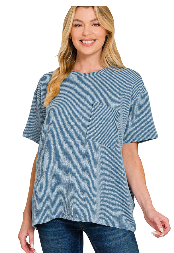 The Ribbed Pocket Top