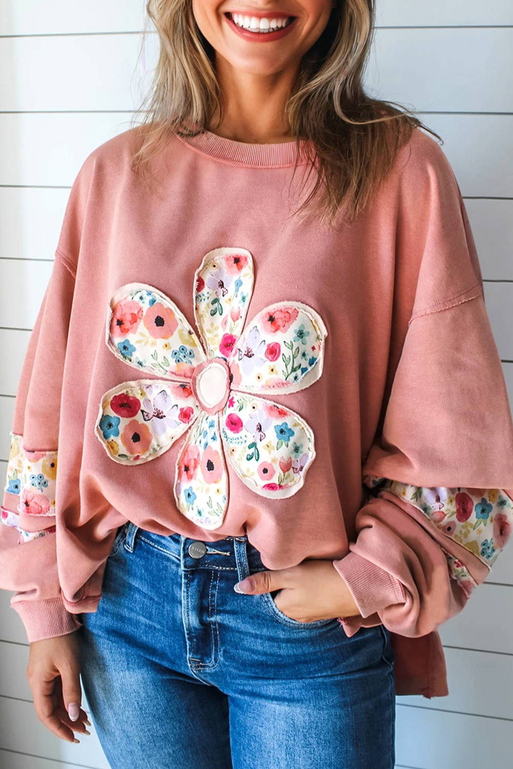 Peach Blossom Floral Sweatshirt