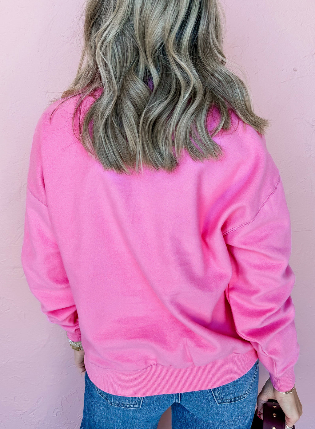 Vivid Pink Drop Shoulder Sweatshirt