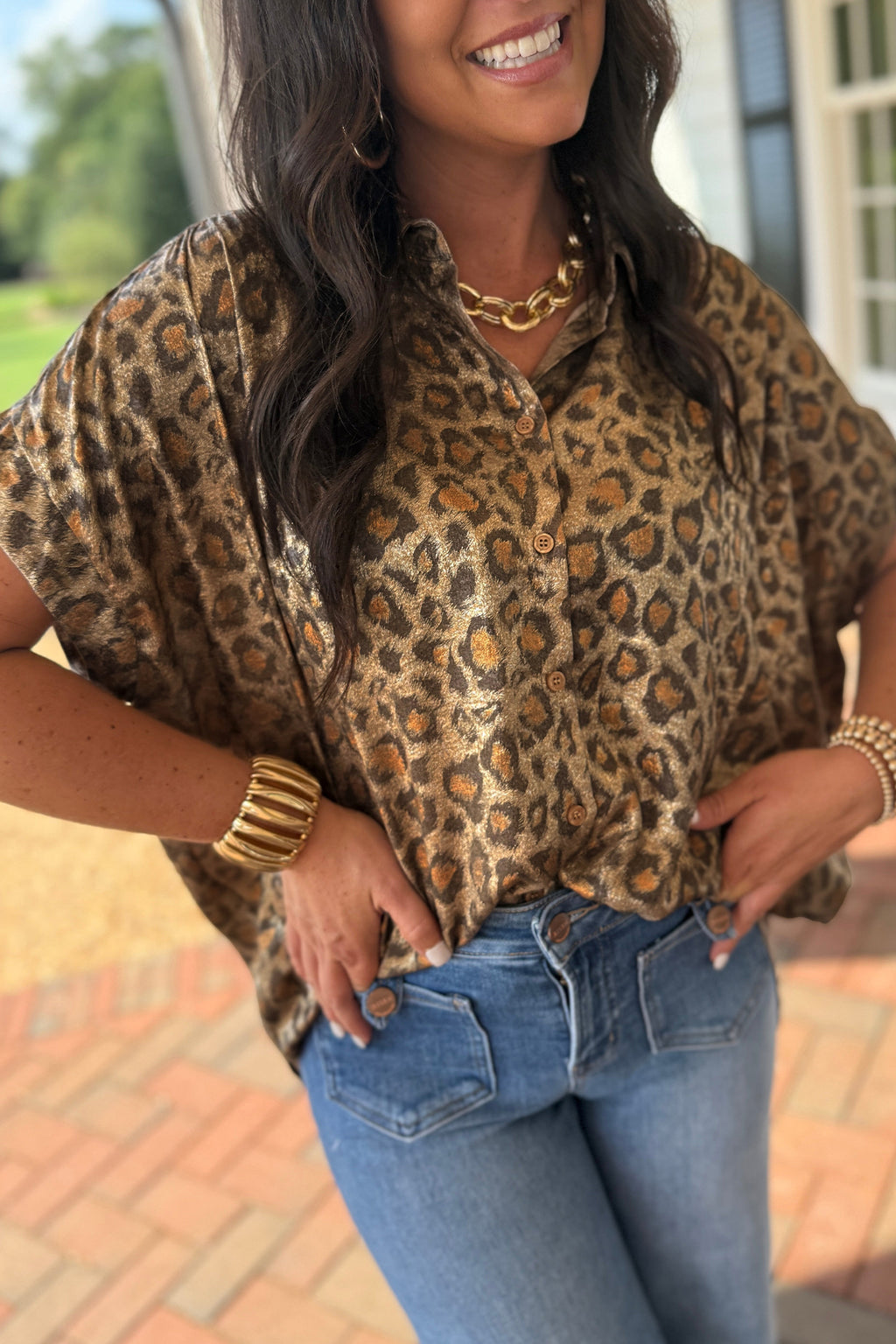 Gold Leopard Shimmer Shirt