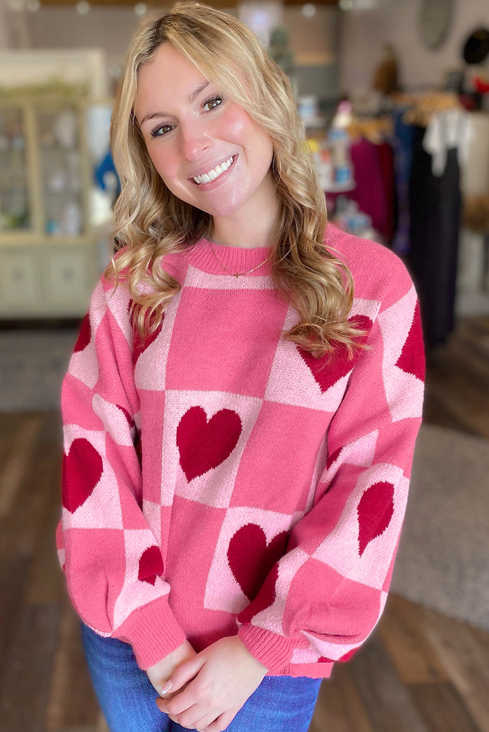 Be Mine Checkered Heart Sweater