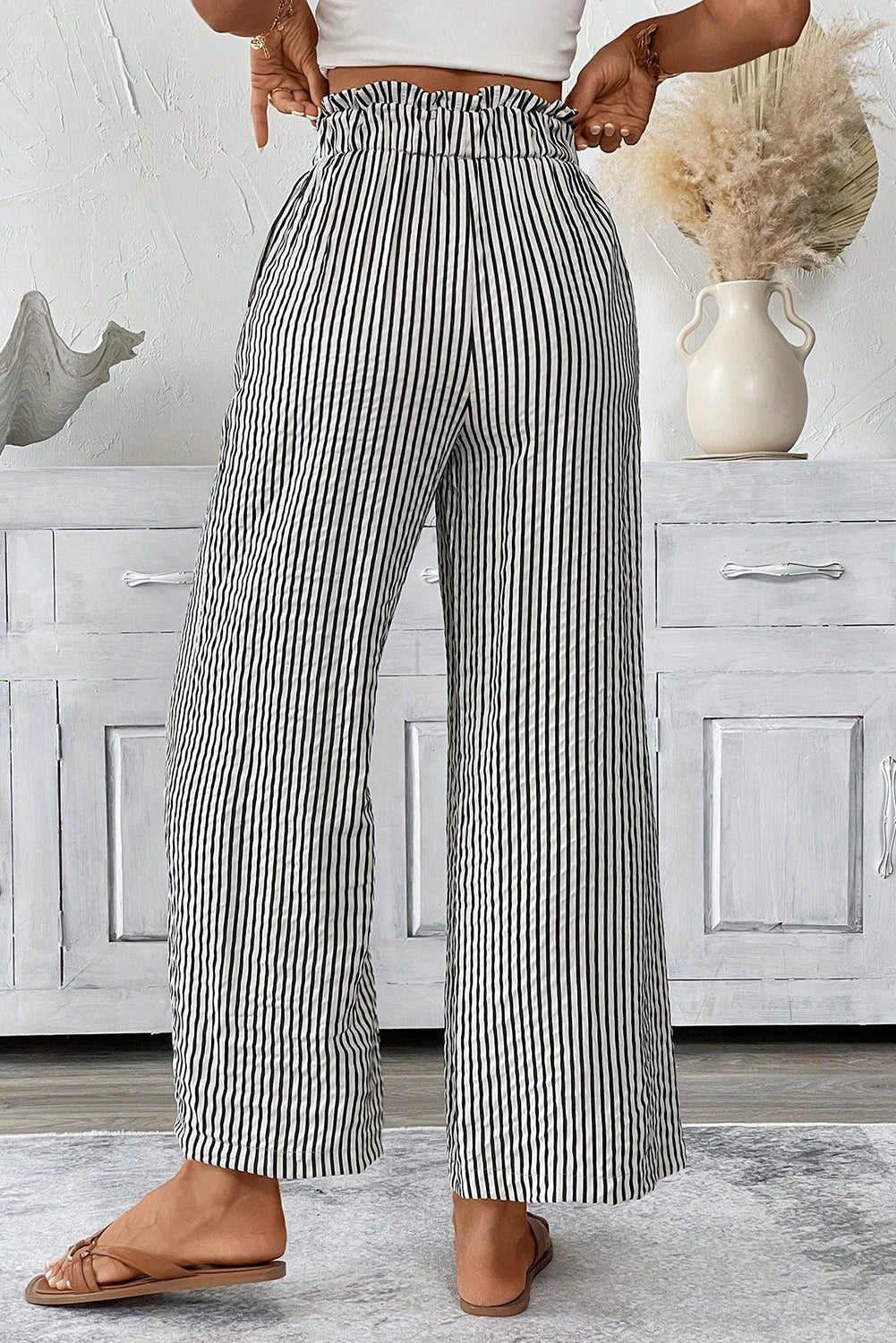 Striped Tie Waist Pants