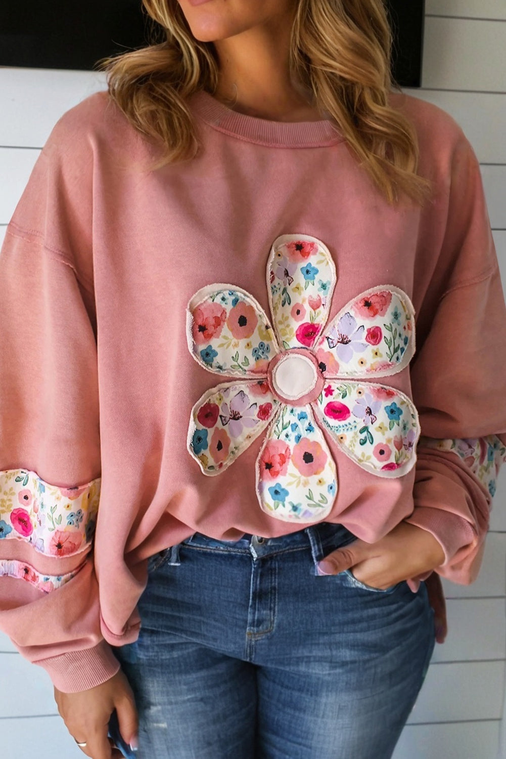 Peach Blossom Floral Sweatshirt