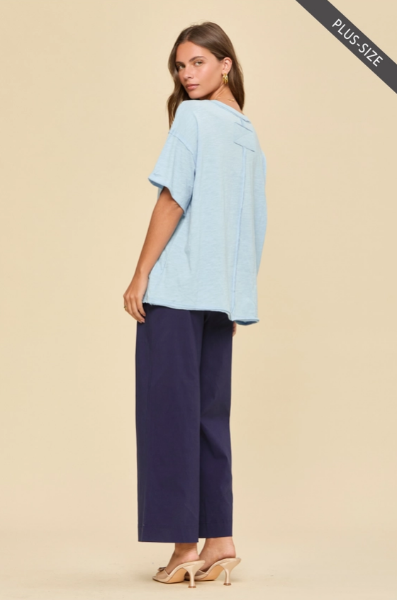 Perfect Day Cotton Tee - Light Blue (Curvy)