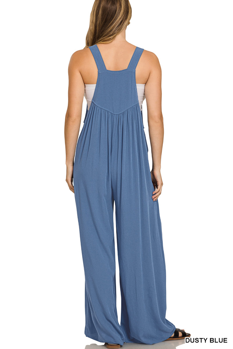 Dusty Blue Wide Leg Overalls