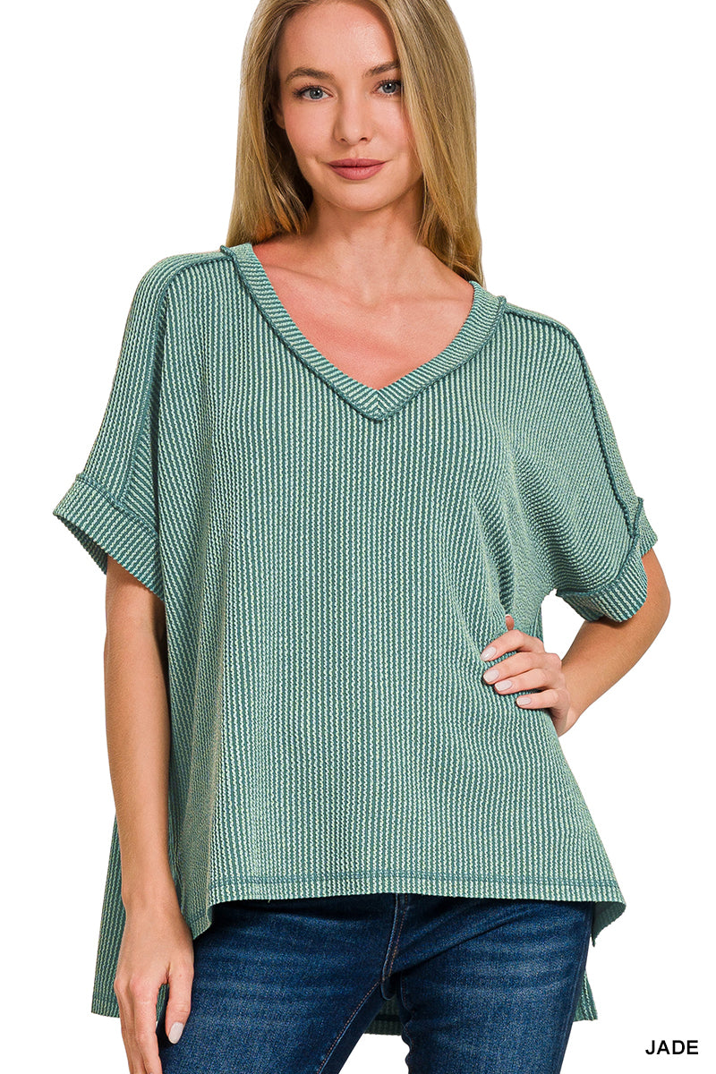 Corded Rib Hi-Low Top – Jade