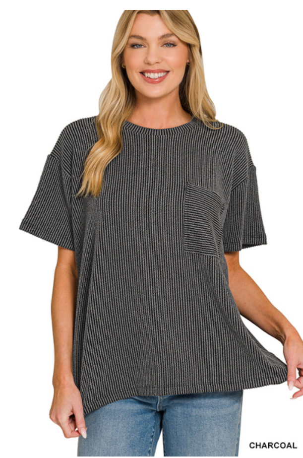 The Ribbed Pocket Top