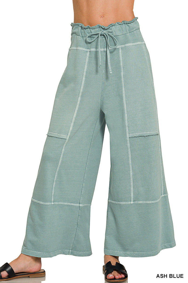 Exposed Seam Wide Leg Pants – Ash Blue