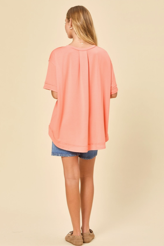 Textured Charm Terry Top - Apricot
