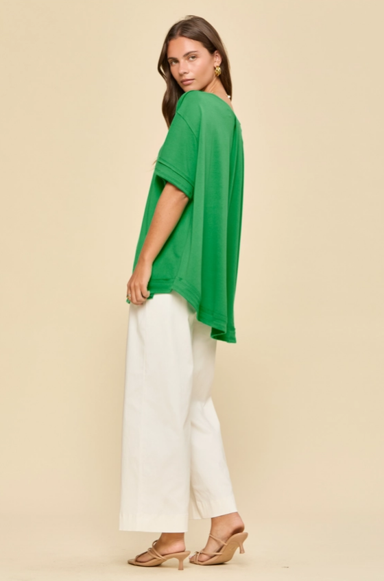 Textured Charm Terry Top - Kelly Green